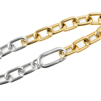 Contrast Link Bracelet Two Tone Gold