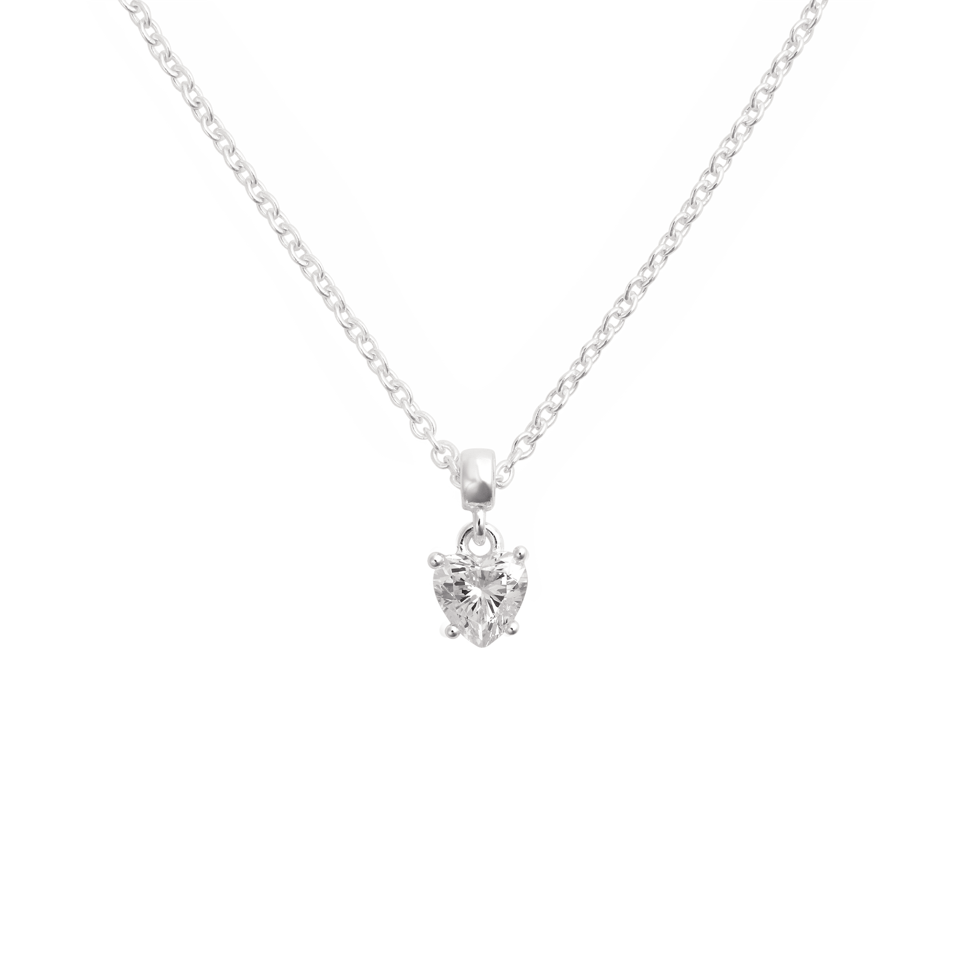 Heart White Crystal Charm S925 Sterling Silver