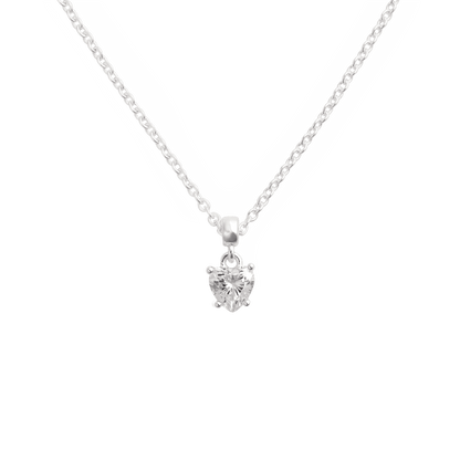 Heart White Crystal Charm S925 Sterling Silver