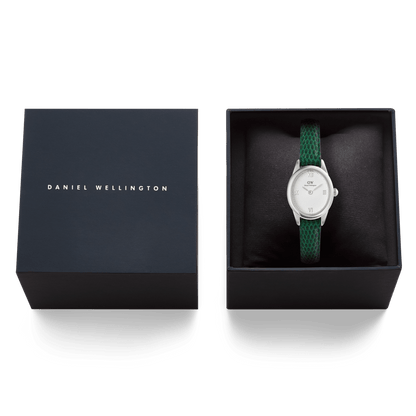 Ophelia Mini Green Lizard White Guilloché Silver