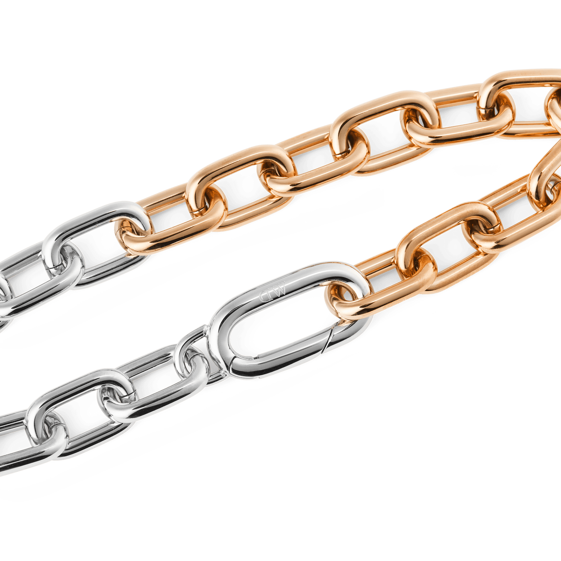 Contrast Link Bracelet Two Tone Rose Gold