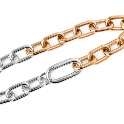 Contrast Link Bracelet Two Tone Rose Gold