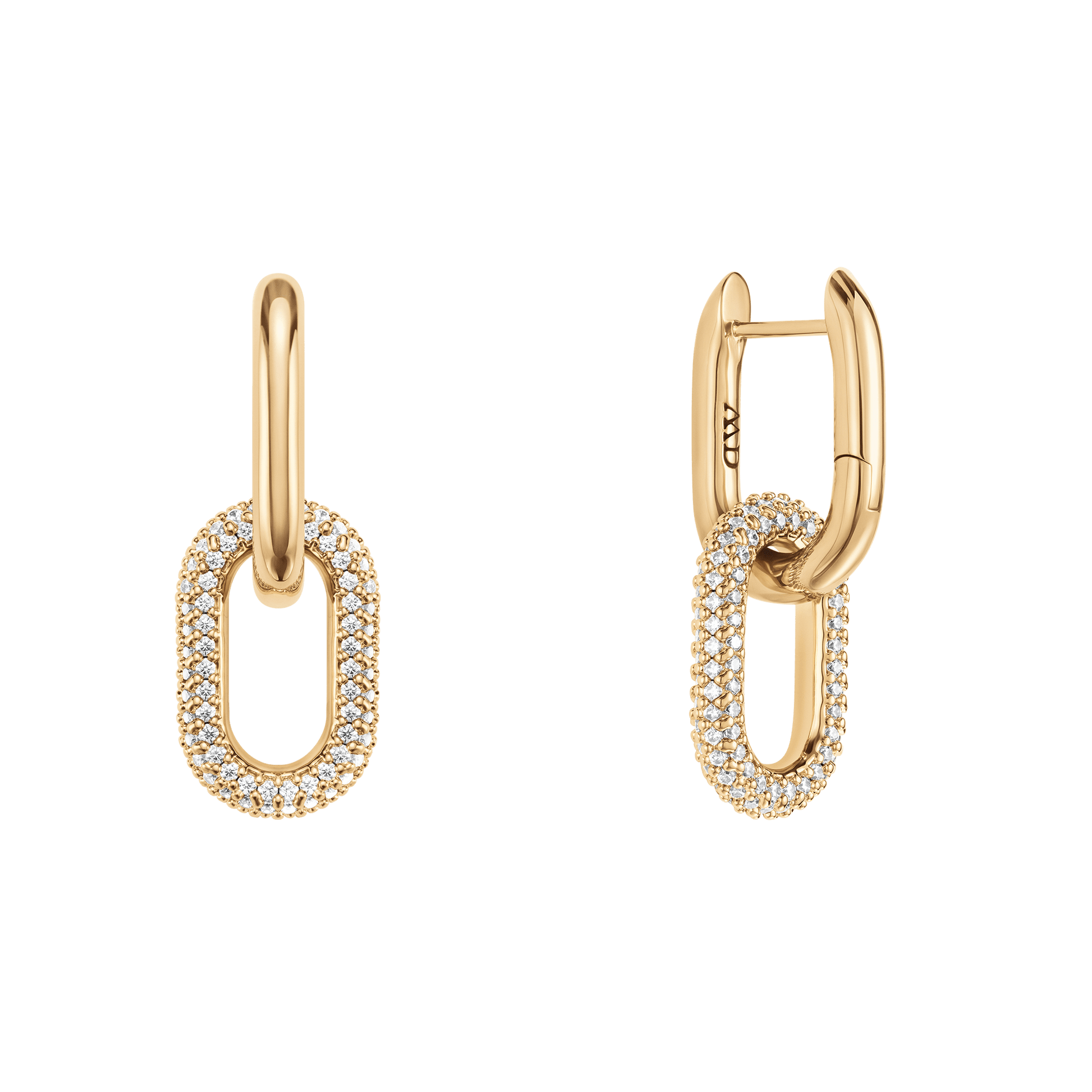 Crystal Link Earrings Gold