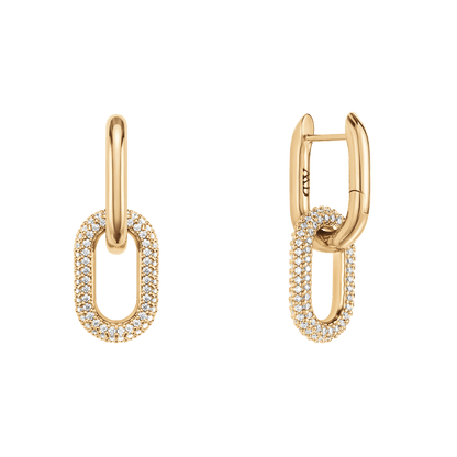 Crystal Link Earrings Gold