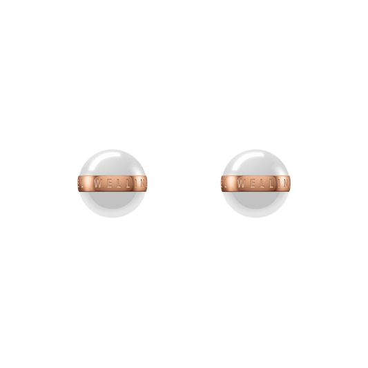 Aspiration Earrings Rose Gold Satin White