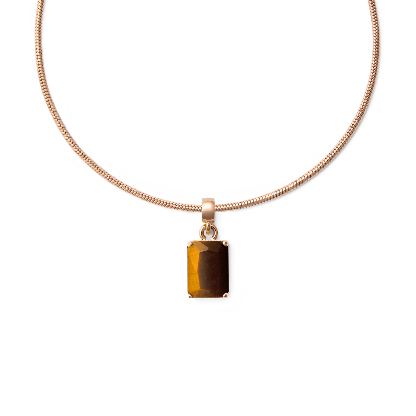 Tiger eye Octagon Rose Gold Charm