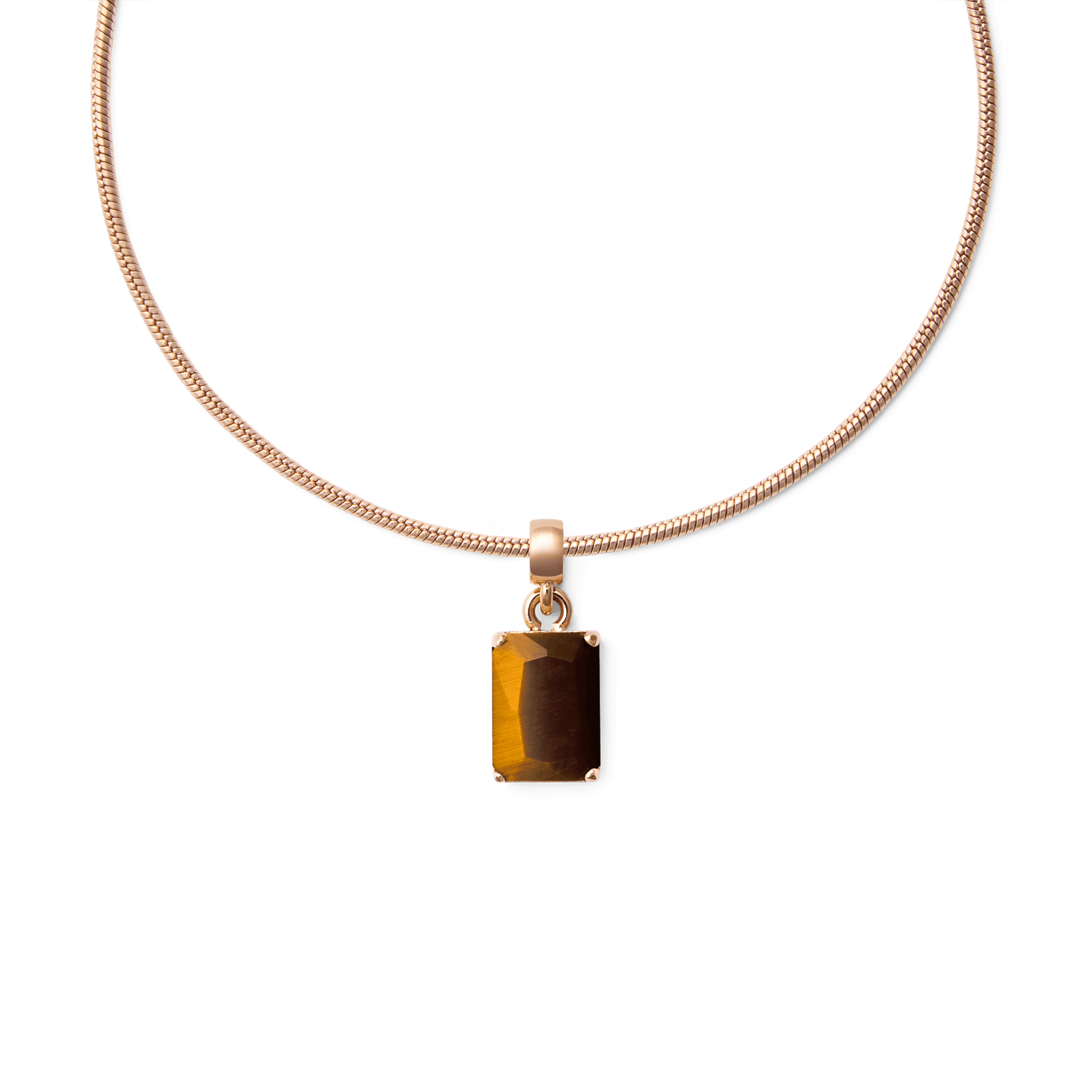 Tiger eye Octagon Rose Gold Charm