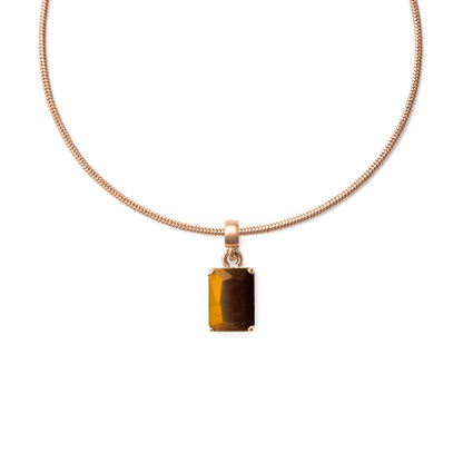 Tiger eye Octagon Rose Gold Charm