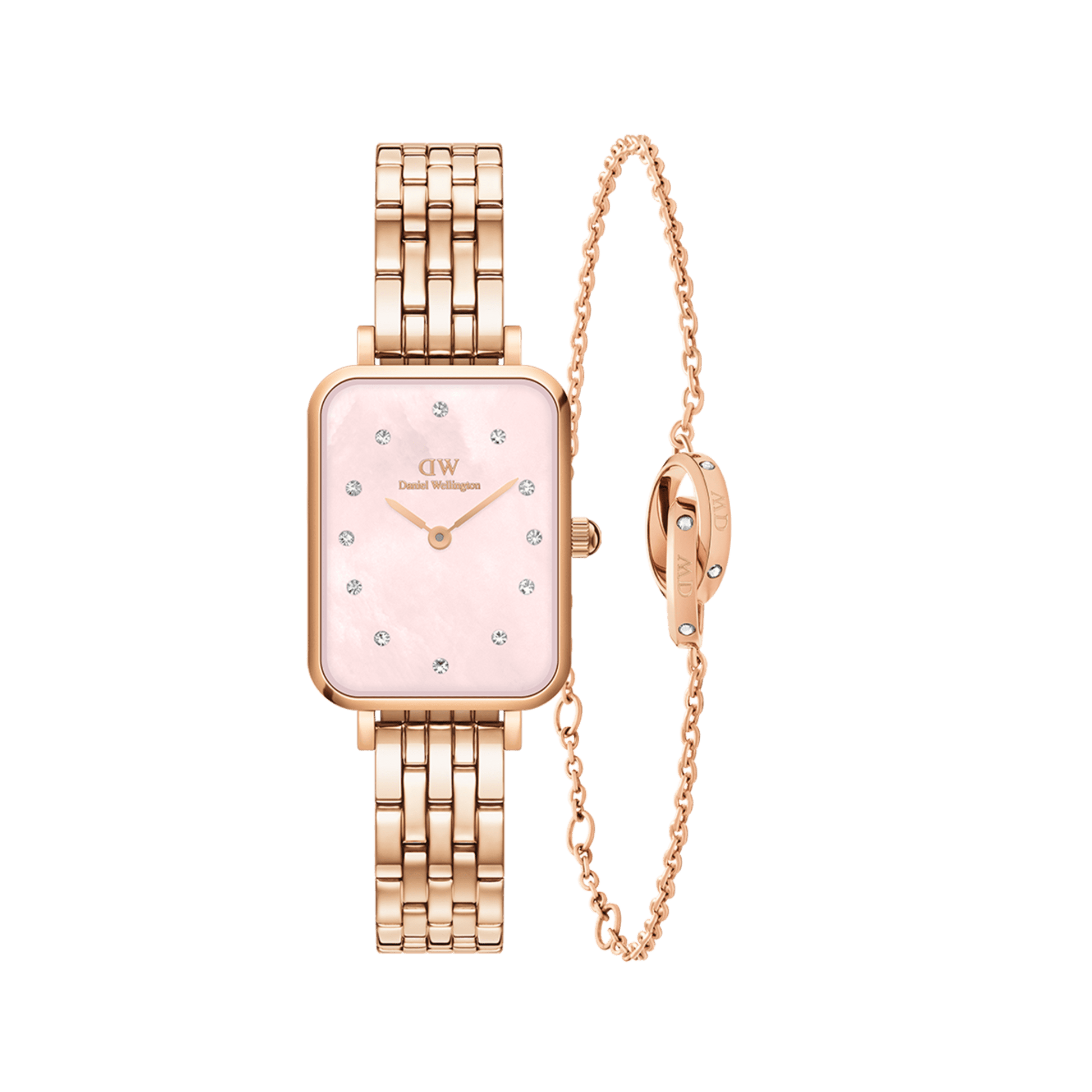Quadro Lumine 5-link Melrose Pink MOP & Classic Unity Lumine Bracelet RG