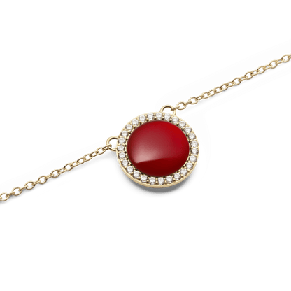 Audrey Necklace  Red Agathe Gold