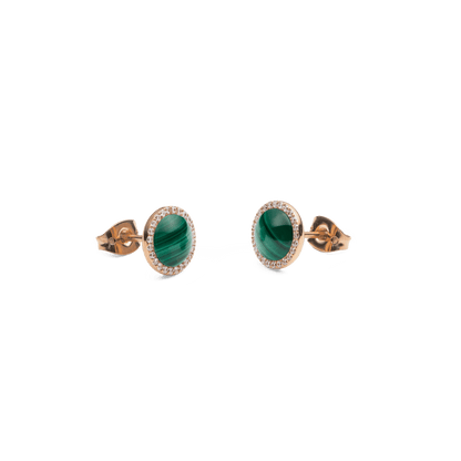 Audrey Earrings Malachite Rose Gold