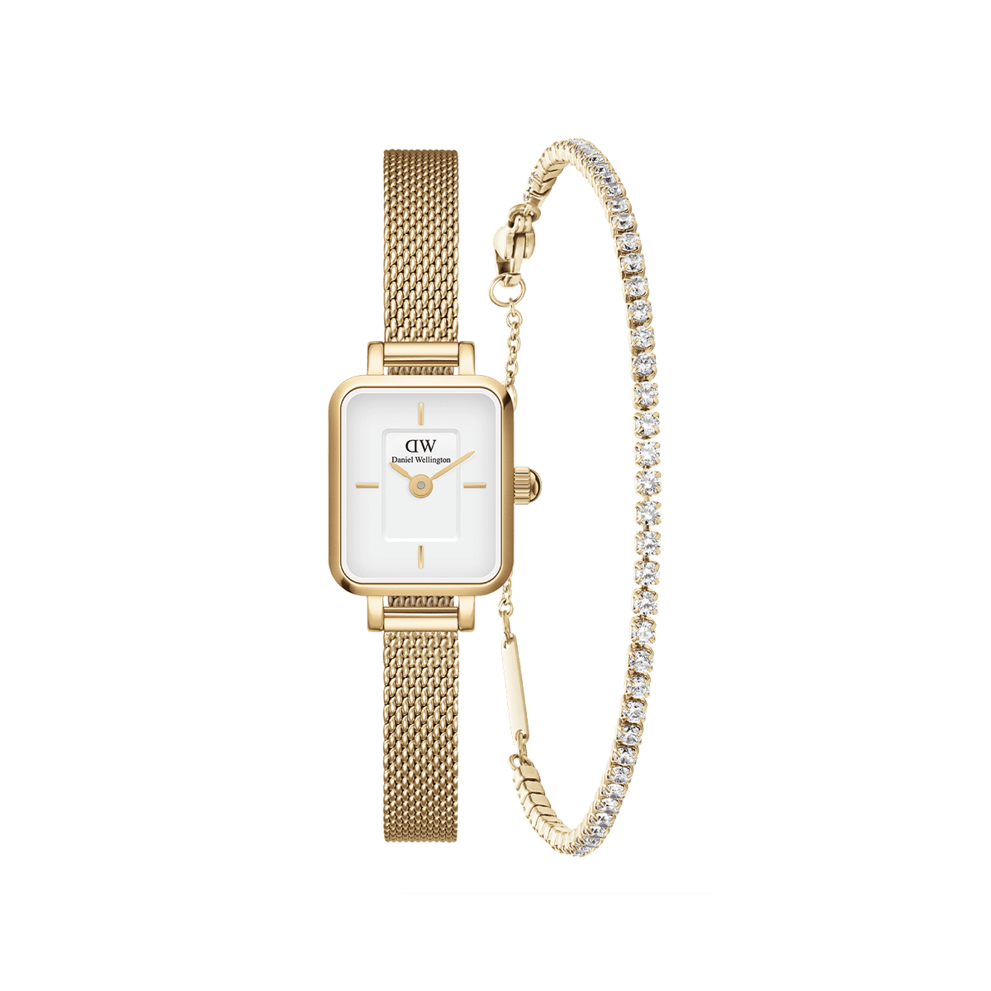 Quadro Mini & Tennis Bracelet Gold