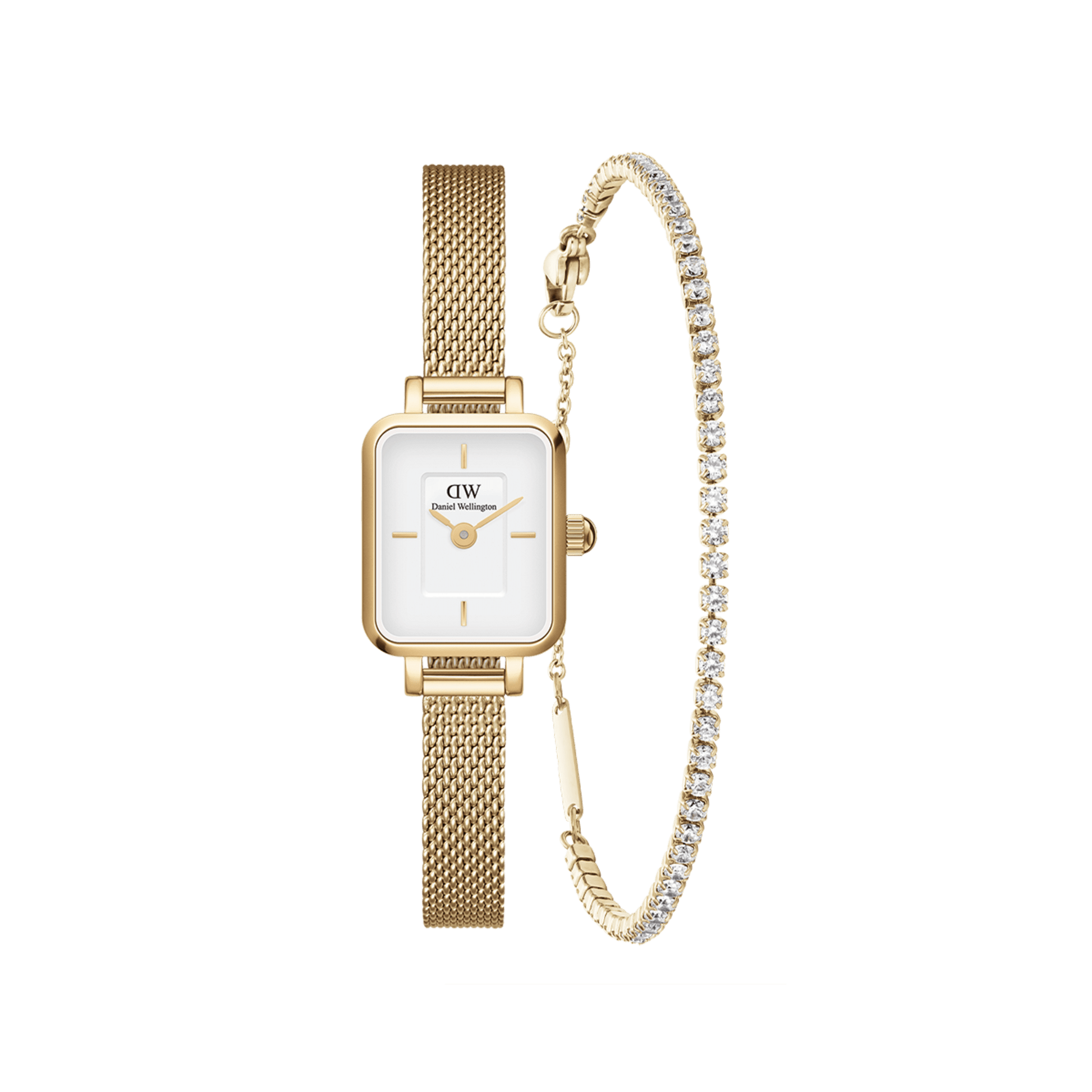 Quadro Mini & Tennis Bracelet Gold