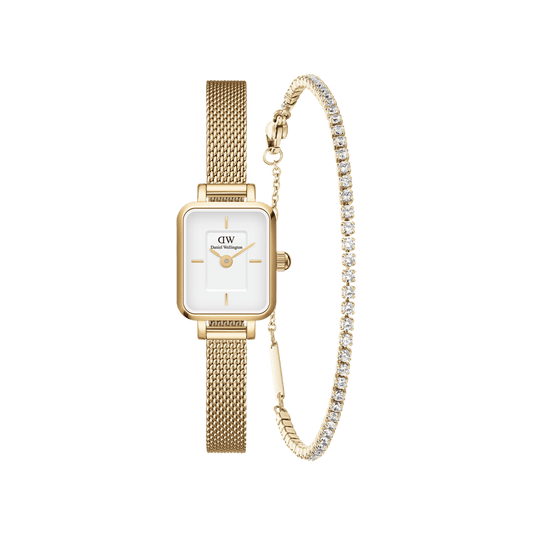 Quadro Mini & Tennis Bracelet Gold