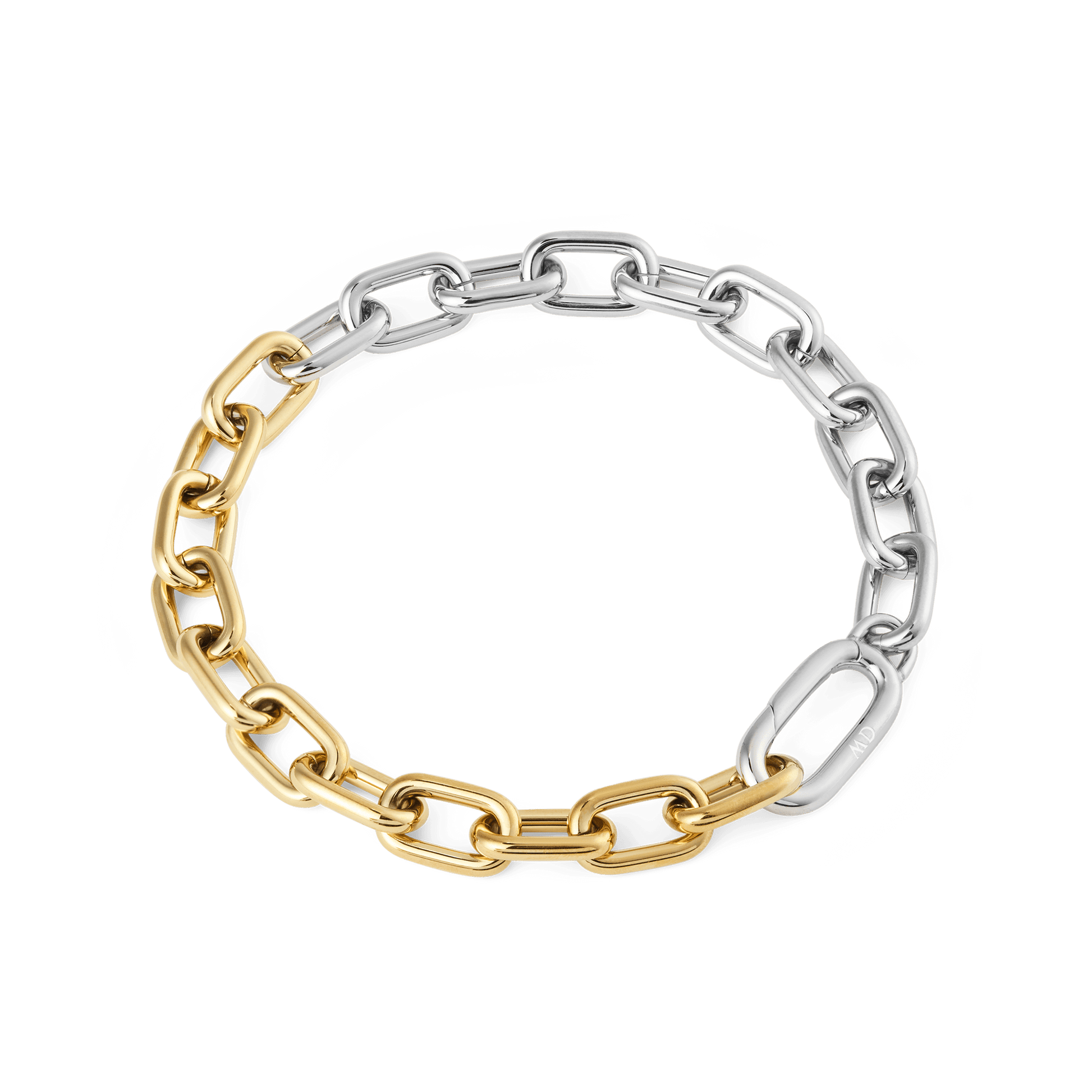 Contrast Link Bracelet Two Tone Gold