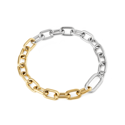 Contrast Link Bracelet Two Tone Gold