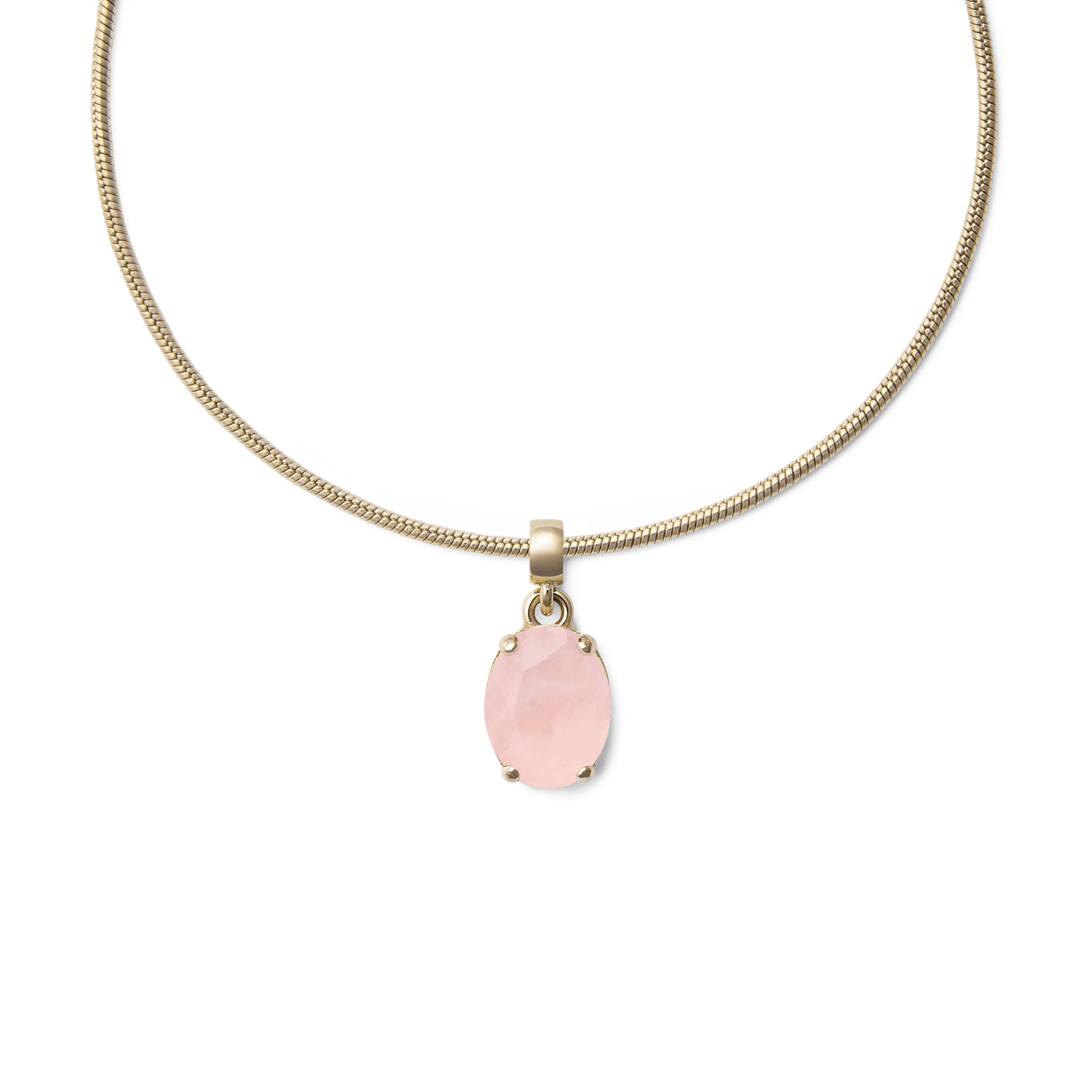 Rose Quartz Oval Gold Charm