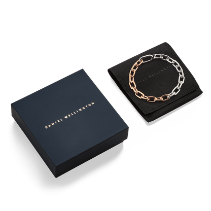 Contrast Link Bracelet Two Tone Rose Gold