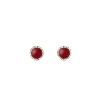 Audrey Earrings  Red Agathe Gold