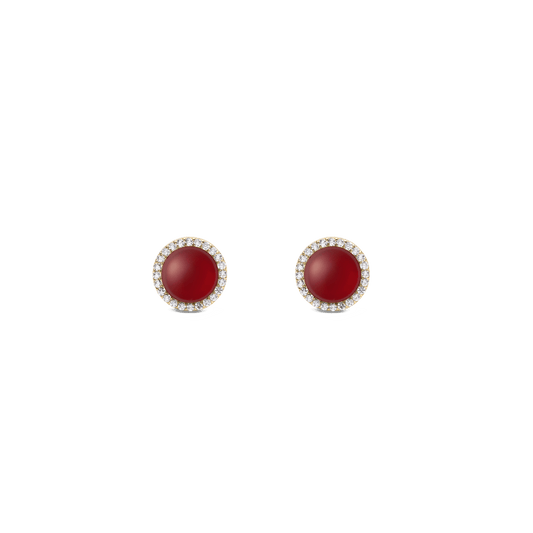 Audrey Earrings  Red Agathe Gold