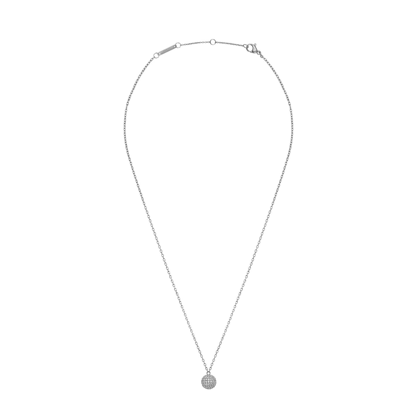 Pavé Crystal Pendant Necklace Silver