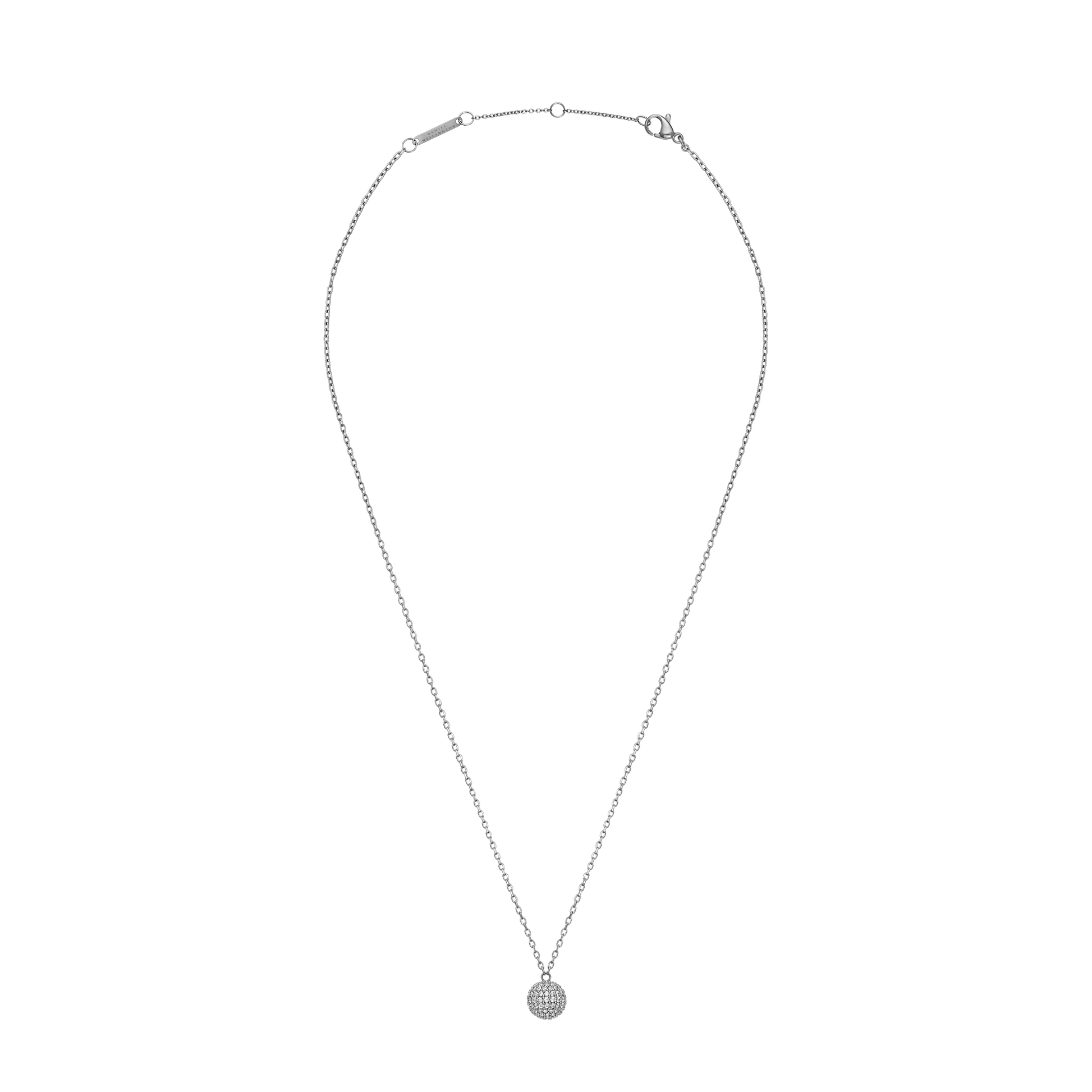 Pavé Crystal Pendant Necklace Silver