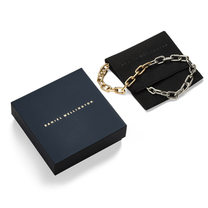 Contrast Link Necklace Two Tone Gold
