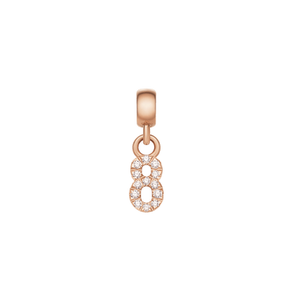 Crystal Number Charm Rose Gold