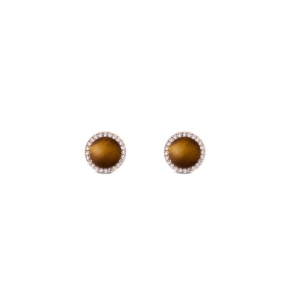 Audrey Earrings Tiger Eye Rose Gold