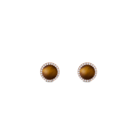 Audrey Earrings Tiger Eye Rose Gold