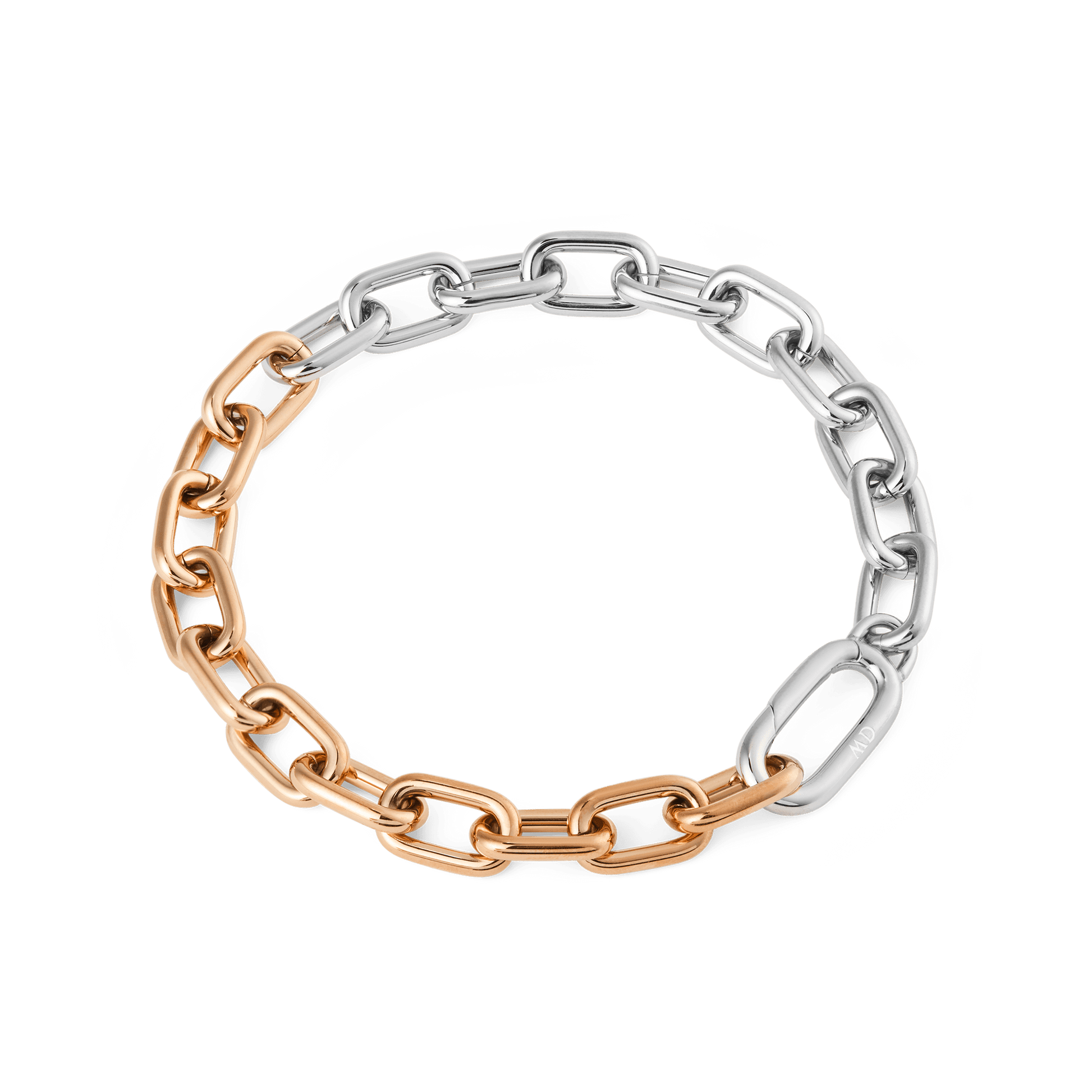 Contrast Link Bracelet Two Tone Rose Gold
