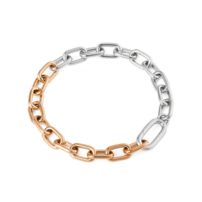Contrast Link Bracelet Two Tone Rose Gold