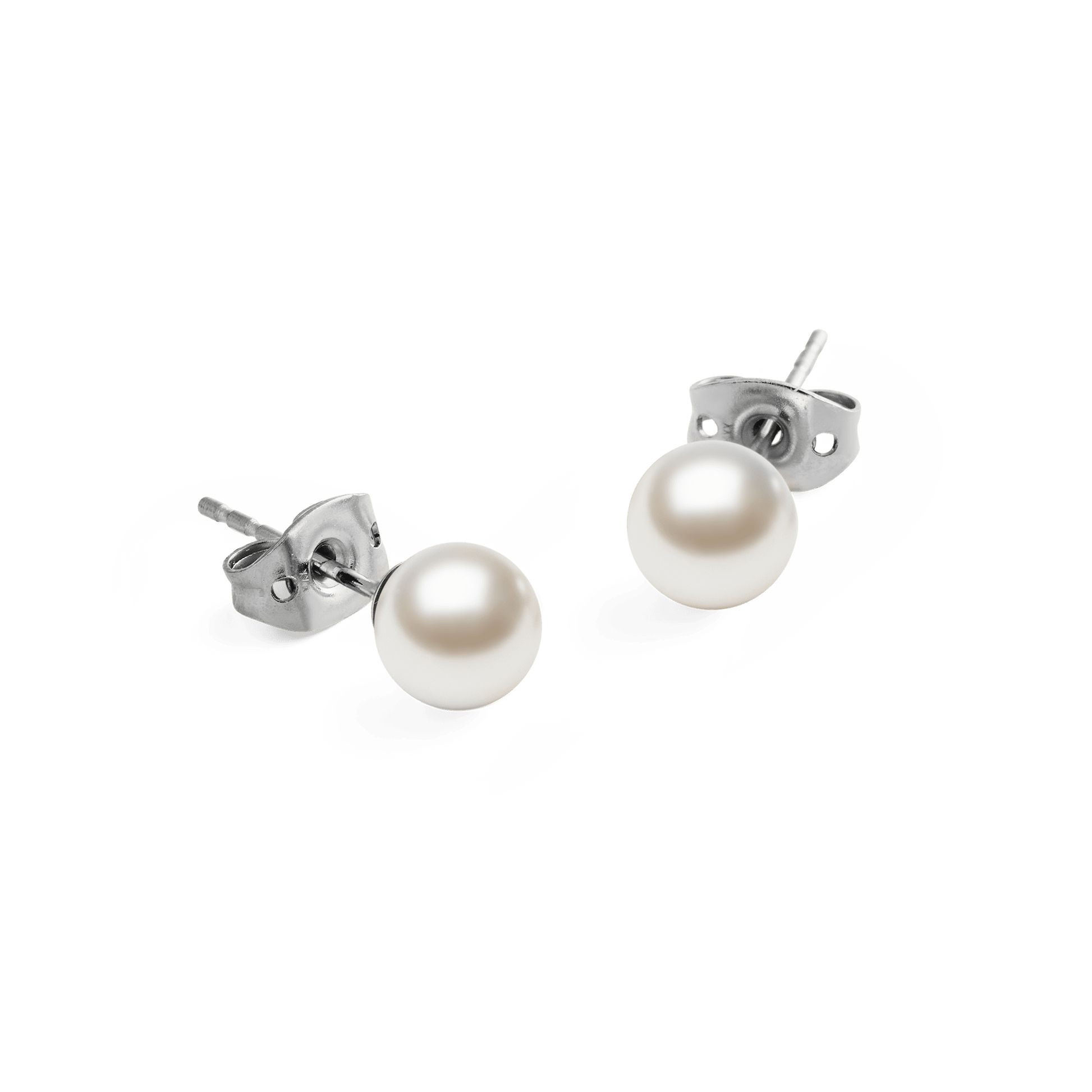 Pearl Stud Earrings Silver