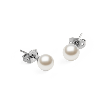 Pearl Stud Earrings Silver