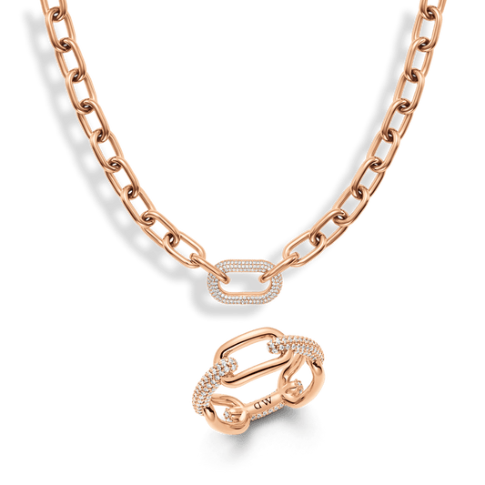 Crystal Link Ring, Necklace & Bracelet Rose Gold
