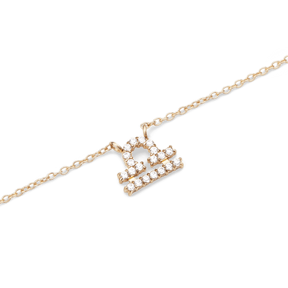 Crystal Zodiac Chain Necklace Gold