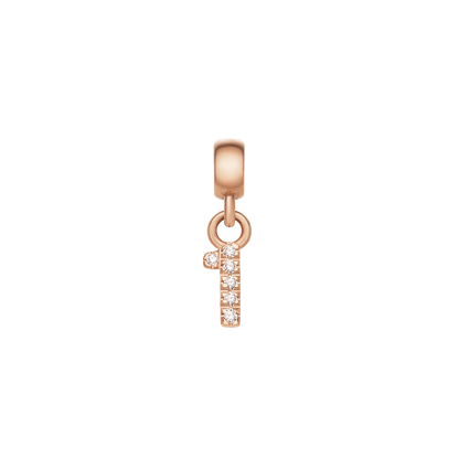 Crystal Number Charm Rose Gold