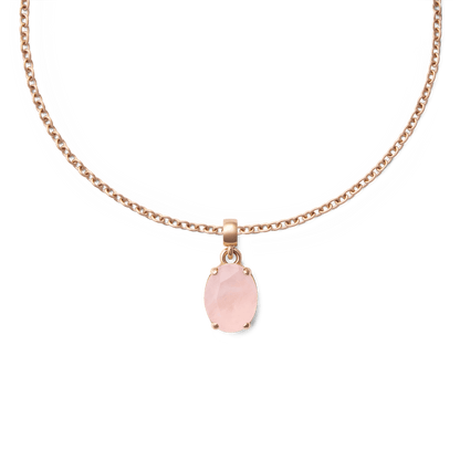 Rose Quartz Oval Rose Gold Charm