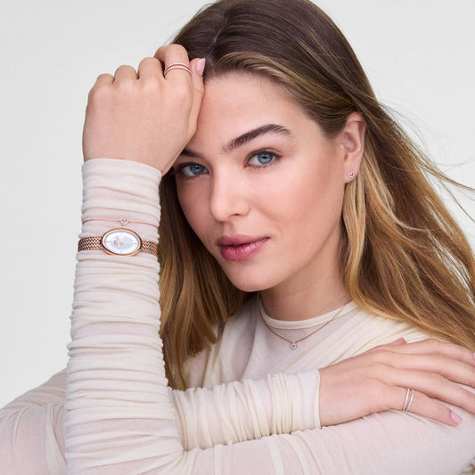 Juliette Braided Mesh White Sunray Rose Gold