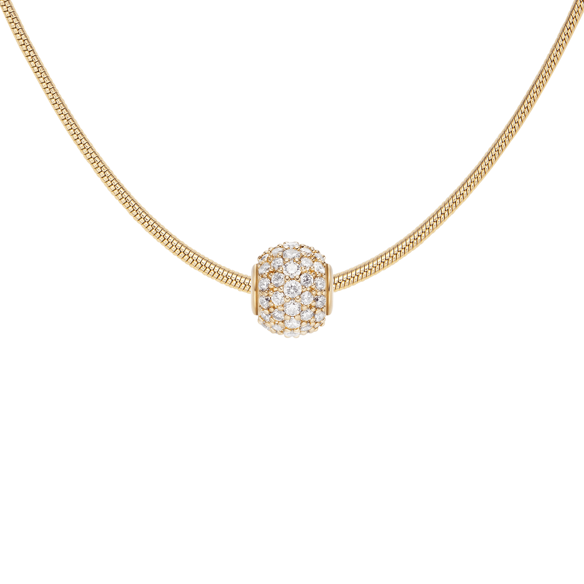 Pavé Orb White Crystal Charm Gold