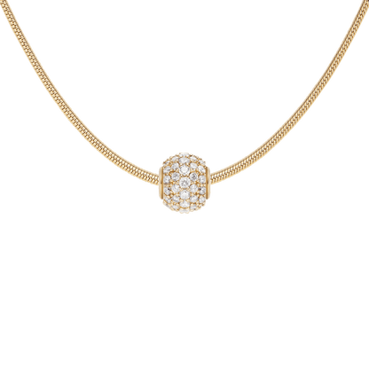 Pavé Orb White Crystal Charm Gold