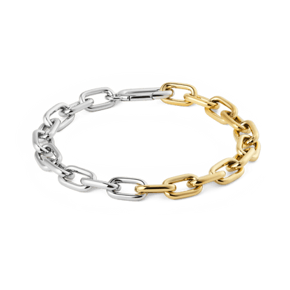 Contrast Link Bracelet Two Tone Gold
