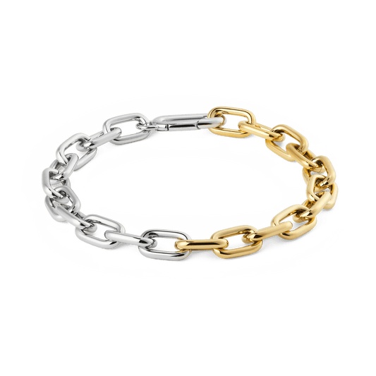 Contrast Link Bracelet Two Tone Gold