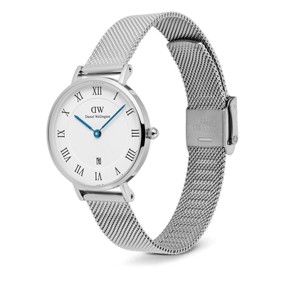 Petite Roman Numerals Date Silver