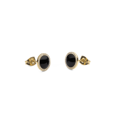Audrey Earrings Black Agathe Gold