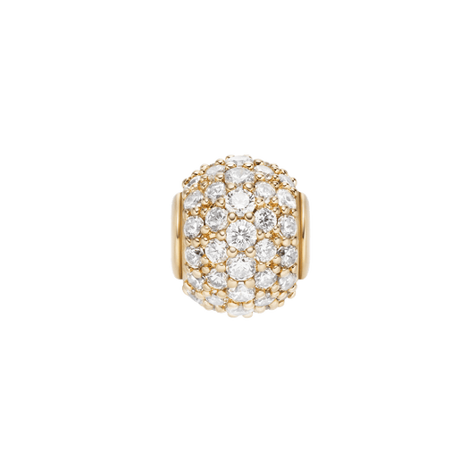 Pavé Orb White Crystal Charm Gold