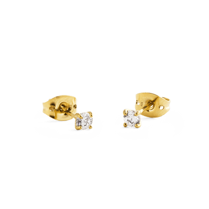 Mirelle Solitaire Stud Earrings Gold