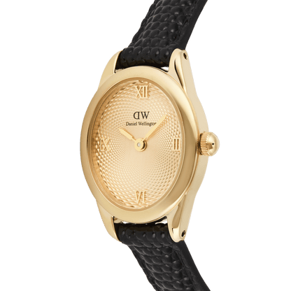 Ophelia Mini Black Lizard Unitone Guilloché Gold