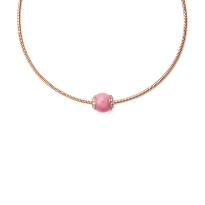 Rhodonite Crystal Orb Rose Gold Charm