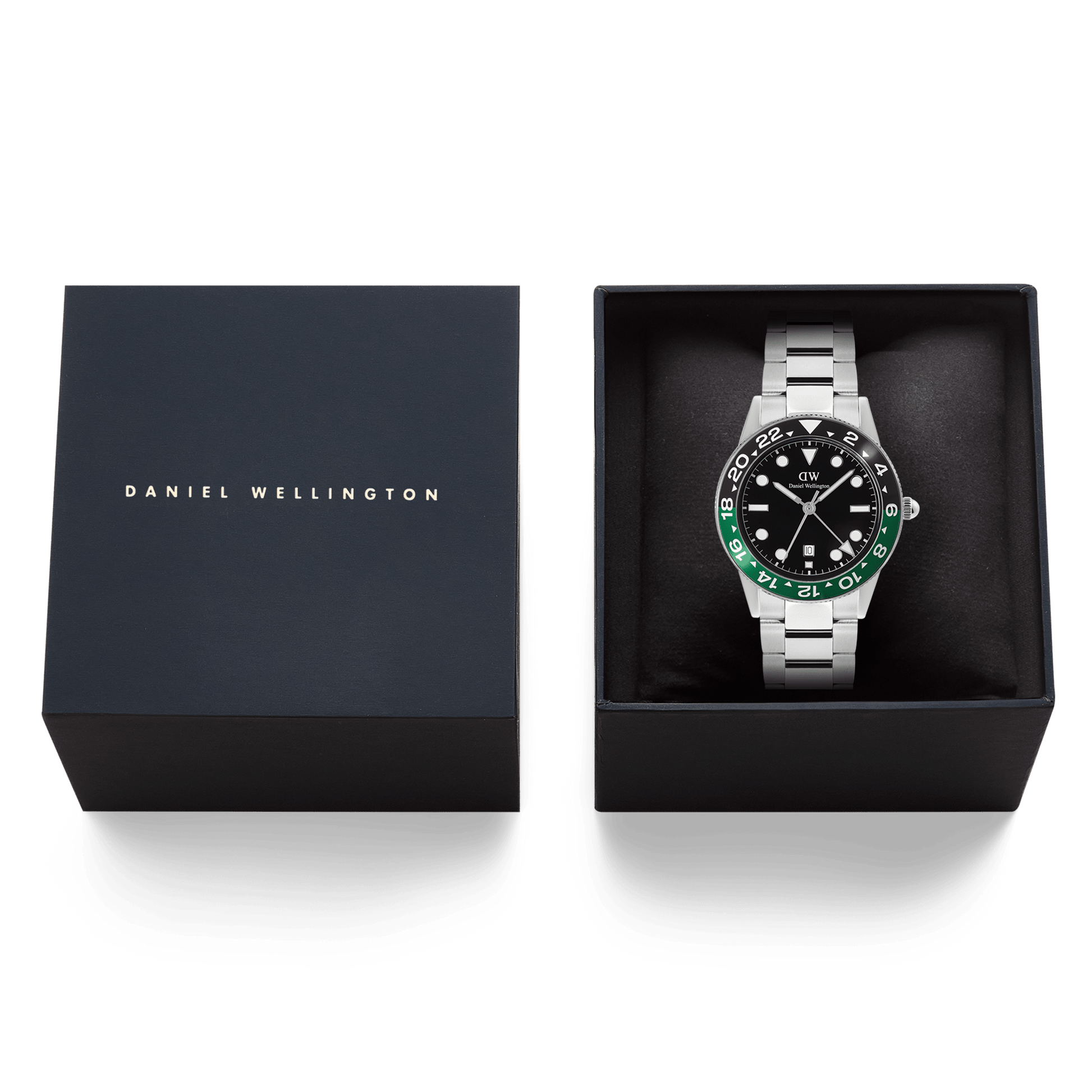 Iconic GMT Link Black Green Ceramic Bezel Silver